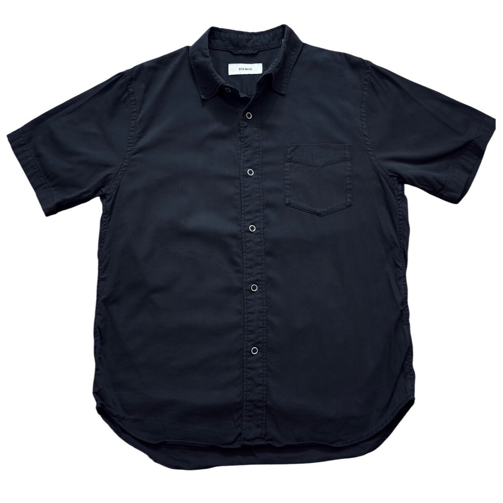 Buck Mason Mens Black Short Sleeve Button Down Shirt BM13146 Large
